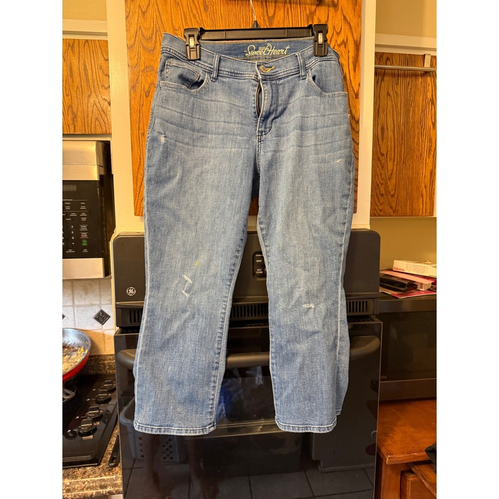 Old Navy The Sweetheart Straight‎ Leg Jeans Medium Wash Distressed Womens 12 Reg